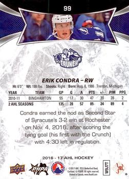 2016-17 Upper Deck AHL #99 Erik Condra Back