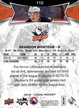 2016-17 Upper Deck AHL #110 Brandon Montour Back