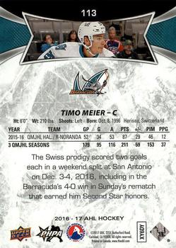 2016-17 Upper Deck AHL #113 Timo Meier Back