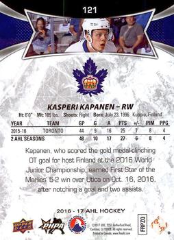 2016-17 Upper Deck AHL #121 Kasperi Kapanen Back