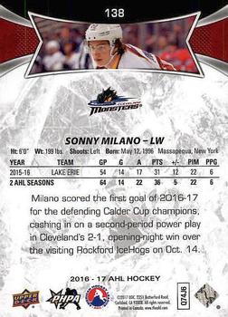 2016-17 Upper Deck AHL #138 Sonny Milano Back