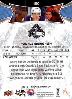 2016-17 Upper Deck AHL #150 Pontus Aberg Back