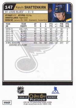 2016-17 O-Pee-Chee Platinum #147 Kevin Shattenkirk Back