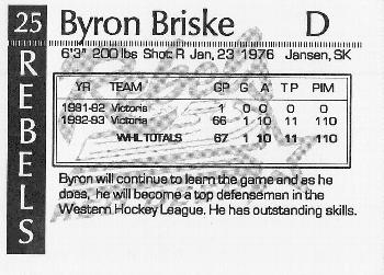 1993-94 Red Deer Rebels (WHL) #NNO Byron Briske Back