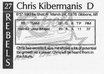 1993-94 Red Deer Rebels (WHL) #NNO Chris Kibermanis Back