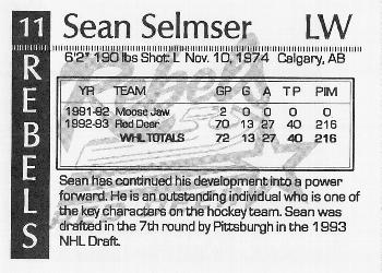 1993-94 Red Deer Rebels (WHL) #NNO Sean Selmser Back