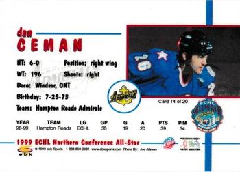 1998-99 EBK ECHL Northern Conference All-Stars #14 Dan Ceman Back