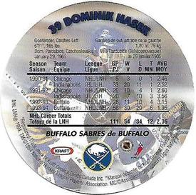 1994-95 Kraft - All Stars Discs #NNO Dominik Hasek Back