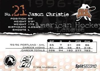 1996-97 SplitSecond Portland Pirates (AHL) #NNO Jason Christie Back