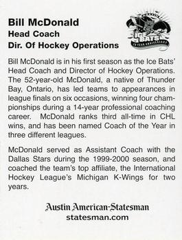 2005-06 Austin Ice Bats (CHL) #21 Bill McDonald Back