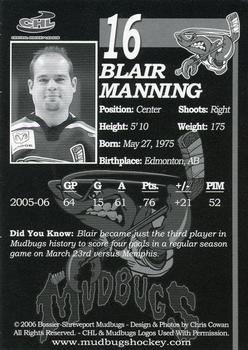 2005-06 Bossier-Shreveport Mudbugs (CHL) #11 Blair Manning Back