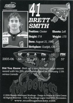 2005-06 Bossier-Shreveport Mudbugs (CHL) #16 Brett Smith Back