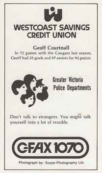 1981-82 Victoria Cougars (WHL) Police #NNO Geoff Courtnall Back