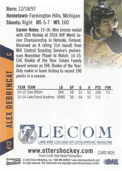 2015-16 Choice Erie Otters (OHL) #5 Alex DeBrincat Back