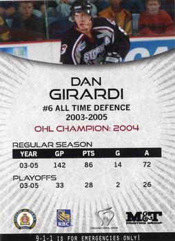 2015-16 Guelph Storm (OHL) Top 25 Alumni #B-05 Daniel Girardi Back