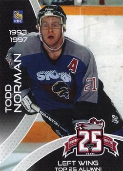 2015-16 Guelph Storm (OHL) Top 25 Alumni #B-06 Todd Norman Front