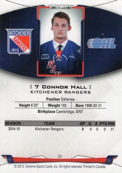 2015-16 Extreme Kitchener Rangers (OHL) #21 Connor Hall Back