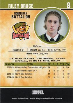 2015-16 Extreme North Bay Battalion (OHL) #7 Riley Bruce Back