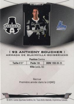 2015-16 Extreme Blainville Boisbriand Armada (QMJHL) #2 Anthony Boucher Back