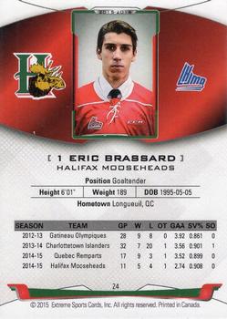 2015-16 Extreme Halifax Mooseheads (QMJHL) #1 Eric Brassard Back