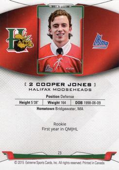 2015-16 Extreme Halifax Mooseheads (QMJHL) #2 Cooper Jones Back