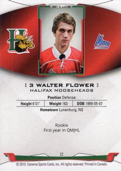 2015-16 Extreme Halifax Mooseheads (QMJHL) #3 Walter Flower Back