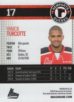 2015-16 Imaginaire.com Quebec Remparts (QMJHL) #6 Yannick Turcotte Back