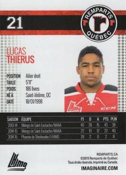 2015-16 Imaginaire.com Quebec Remparts (QMJHL) #9 Lucas Thierus Back