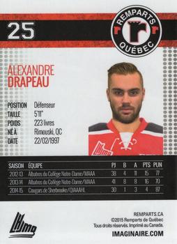 2015-16 Imaginaire.com Quebec Remparts (QMJHL) #12 Alexandre Drapeau Back