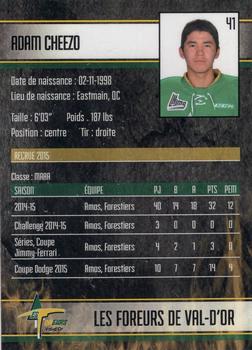 2015-16 Val-d'Or Foreurs (QMJHL) #4 Adam Cheezo Back