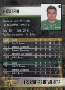 2015-16 Val-d'Or Foreurs (QMJHL) #18 Alexis Pepin Back