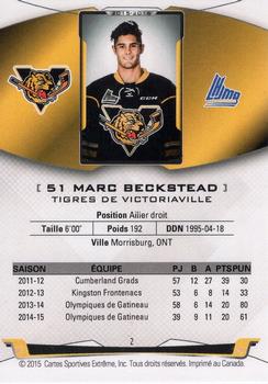 2015-16 Extreme Victoriaville Tigres (QMJHL) #2 Marc Beckstead Back