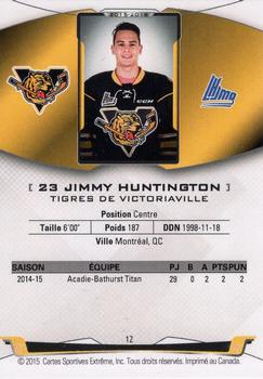 2015-16 Extreme Victoriaville Tigres (QMJHL) #12 Jimmy Huntington Back
