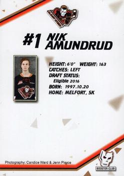 2015-16 Calgary Hitmen (WHL) Booster Club #2 Nik Amundrud Back