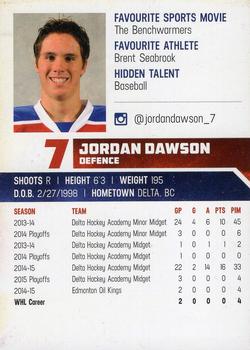 2015-16 Edmonton Oil Kings (WHL) #5 Jordan Dawson Back