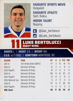 2015-16 Edmonton Oil Kings (WHL) #7 Luke Bertolucci Back