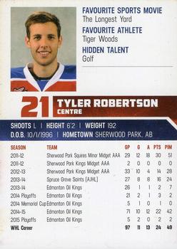 2015-16 Edmonton Oil Kings (WHL) #15 Tyler Robertson Back