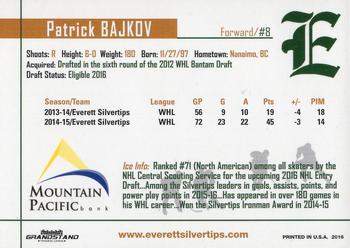 2015-16 Grandstand Everett Silvertips (WHL) #1 Patrick Bajkov Back