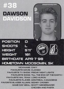 2015-16 Kamloops Blazers (WHL) #5 Dawson Davidson Back