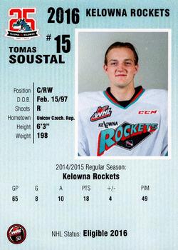 2015-16 Kelowna Rockets (WHL) #NNO Tomas Soustal Back