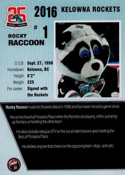 2015-16 Kelowna Rockets (WHL) #NNO Rocky Raccoon Back