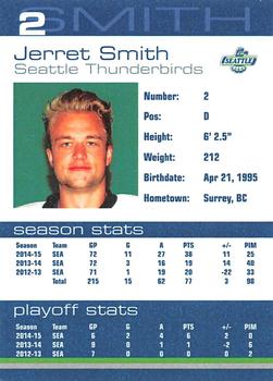 2015-16 Booster Club Seattle Thunderbirds (WHL) #2 Jerret Smith Back
