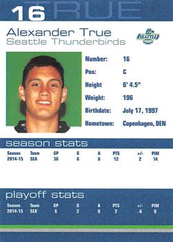 2015-16 Booster Club Seattle Thunderbirds (WHL) #13 Alexander True Back