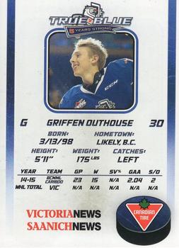 2015-16 Black Press Victoria Royals (WHL) #13 Griffen Outhouse Back
