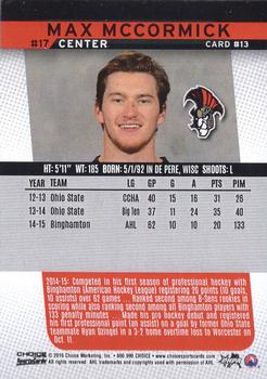 2015-16 Choice Binghamton Senators (AHL) #13 Max McCormick Back