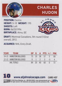 2015-16 Choice St. Johns IceCaps (AHL) #7 Charles Hudon Back