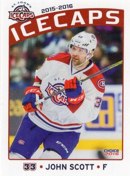 2015-16 Choice St. Johns IceCaps (AHL) Update #29 John Scott Front