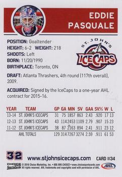 2015-16 Choice St. Johns IceCaps (AHL) Update #34 Edward Pasquale Back