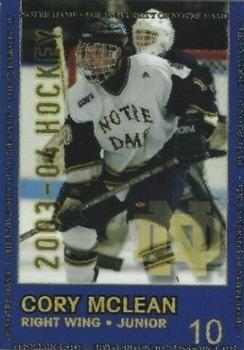 2003-04 Notre Dame Fighting Irish (NCAA) #10 Cory McLean Front
