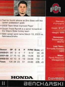 2003-04 Honda Ohio State Buckeyes (NCAA) #NNO Daymen Bencharski Back